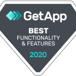 Badge awarding eSign Genie with GetApp Best Functionality & Features of 2020